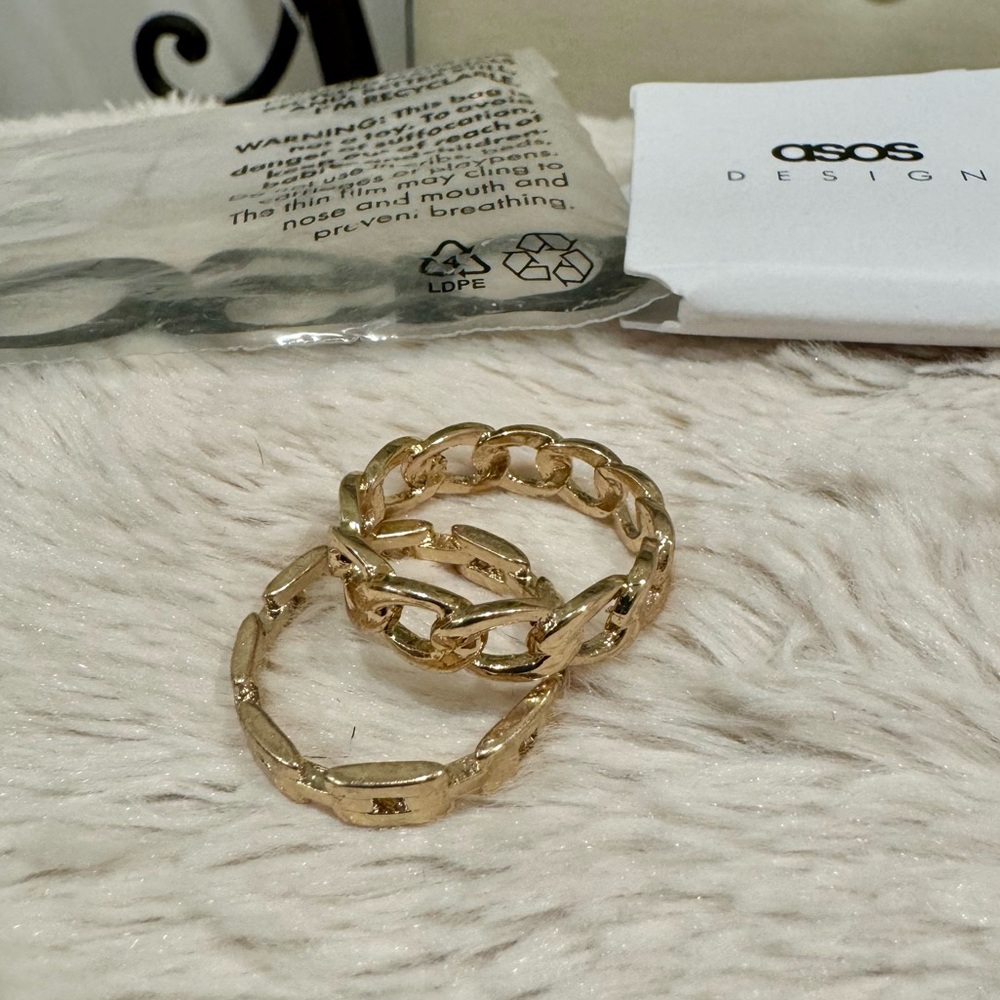 ASOS size M/L plus size rings stackable chain ring